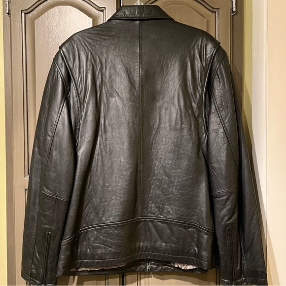 Adler Men M Black Lamb Leather Jacket quilted lining Moto bomber 90’s zip - Picture 7 of 8
